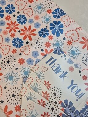 Poly Mailers 25 (12x15.5) + 25 Thank You Cards (4x6) Patriotic 4th Of July